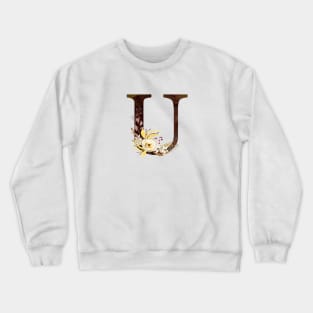 Floral Monogram U Lovely Autumn Foliage Crewneck Sweatshirt